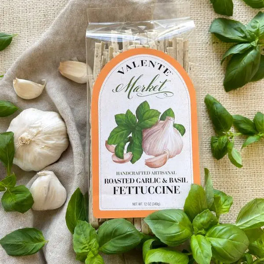 NEW!  Roasted Garlic and Basil Fettuccine / Dry Specialty Pasta