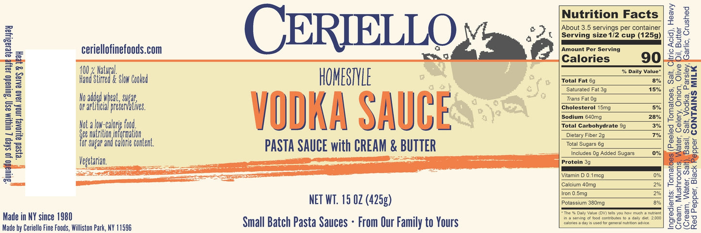 NEW! Homemade Vodka Pasta Sauce 15oz
