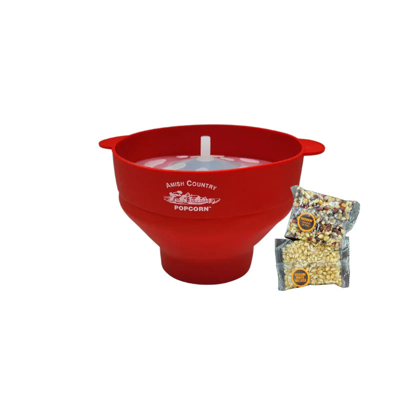 Silicon Popper Microwave Set - Red